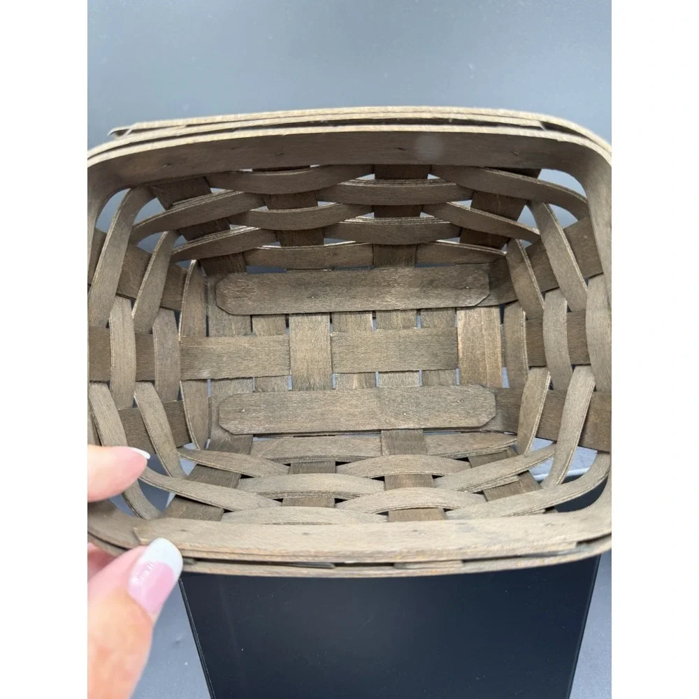 🧺 Longaberger 2007 Tea Basket Dark Brown☕W/ Hard Lidded Divided Protector 🍂